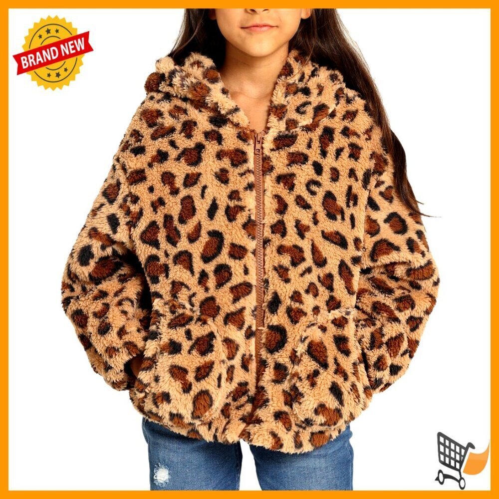 Girls Fleece Jacket Zip Up Sherpa Coat Hoodie Fuzzy Sweatshirt Size 5-14